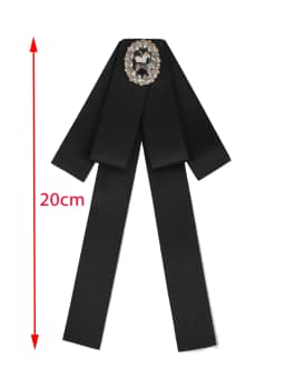 Korean Style Cotton Ribbon Solid Bow Tie Brooch For Women Crystal Collar Shirts Dress Necktie Ladies Fashion Jewelry Accessories