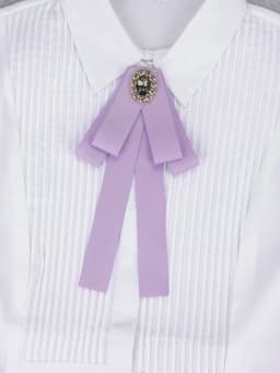 Korean Style Cotton Ribbon Solid Bow Tie Brooch For Women Crystal Collar Shirts Dress Necktie Ladies Fashion Jewelry Accessories