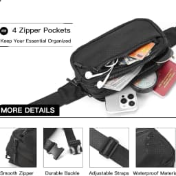 1pc Multi-functional Storage Bag, With 4 Zipper Pockets And Adjustable Strap, Lightweight Crossbody Bags For Outdoor Camping, Ru