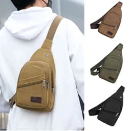 Large Capacity Men Chest Bag High Quality Light Weight Canvas Chest Pack Spatial Layering Sling Bag