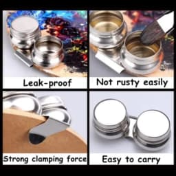1pc Stainless Steel Single/Double Dipper Palette Cup Oil Container Paint Megilp Turpentine Solvent Container with Screw Cap