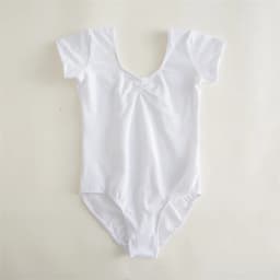 High Quality Cheap Dance Practice Wear Cotton Spandex White Black Pink Kids Girls Children Short Sleeves Ballet Leotards