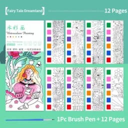 Portable Watercolor Painting Book Paint With Water Gouache Graffiti Picture Coloring Books Brush Set Drawing Students Gift