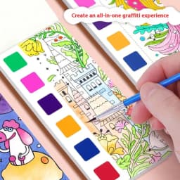 Portable Watercolor Painting Book Paint With Water Gouache Graffiti Picture Coloring Books Brush Set Drawing Students Gift