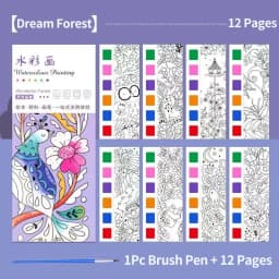 Portable Watercolor Painting Book Paint With Water Gouache Graffiti Picture Coloring Books Brush Set Drawing Students Gift