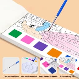 Portable Watercolor Painting Book Paint With Water Gouache Graffiti Picture Coloring Books Brush Set Drawing Students Gift
