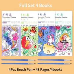 Portable Watercolor Painting Book Paint With Water Gouache Graffiti Picture Coloring Books Brush Set Drawing Students Gift