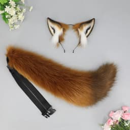 Women Cute Plush Fox Ear Headband Long Fluffy Fox Tail Adjustable Furry Wolf Tail Role Play Anime Performance Cosplay Costume