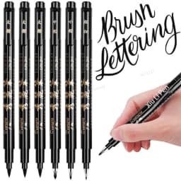 GN 4Pcs Calligraphy Pen Hand Lettering Art Pens Brush Ink Lettering Pens Markers for Writing Drawing Black Ink Pens Art Marker