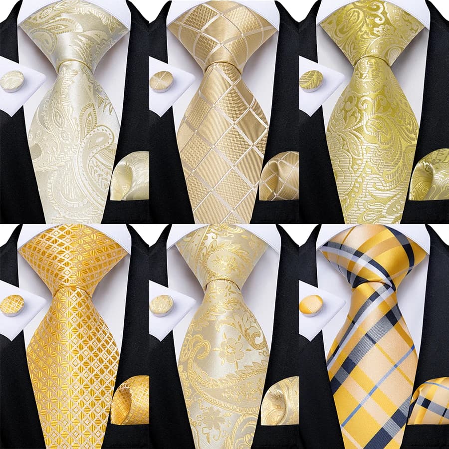 Elegant Beige Yellow Floral Plaid Paisley Solid Ties for Men 8cm Wedding Prom Groom Necktie Cravat Accessories Gift