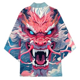 Japanese Traditional Samurai Kimono Men Women Anime Dragon Printed Green Loose Cardigan 3/4 Sleeve Harajuku Haori Coaplay Shirt