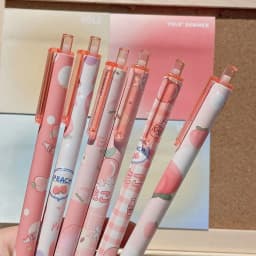 Cute Cartoon Design Ballpoint Pen 0.5mm Bear Peach Astronaut Writing Gel Pens Press Type Rollerball Pen Learning Office Supplies