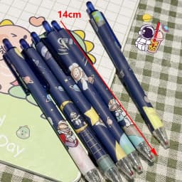 Cute Cartoon Design Ballpoint Pen 0.5mm Bear Peach Astronaut Writing Gel Pens Press Type Rollerball Pen Learning Office Supplies