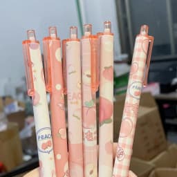 Cute Cartoon Design Ballpoint Pen 0.5mm Bear Peach Astronaut Writing Gel Pens Press Type Rollerball Pen Learning Office Supplies
