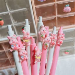 Cute Cartoon Design Ballpoint Pen 0.5mm Bear Peach Astronaut Writing Gel Pens Press Type Rollerball Pen Learning Office Supplies