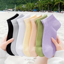 7 pairs of summer solid color mesh short socks fresh Korean version women's macaron candy colored short socks