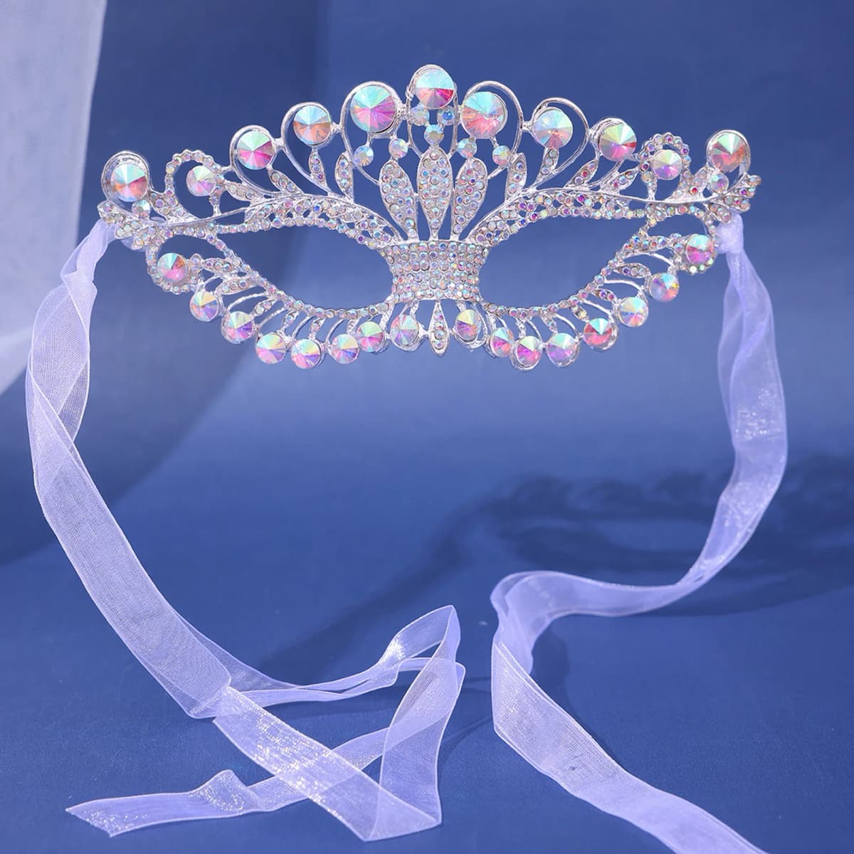 Women Crystal Masquerade Mask Rhinestone Fancy Mask Evening Party Mask for Masquerade Ball Banquet Cosplay
