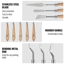 10Pcs Palette Knife Set, Stainless Steel Spatula Painting Knives, Wooden Handle Painting Pallet Knife Set for Oil Painting