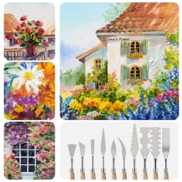 10Pcs Palette Knife Set, Stainless Steel Spatula Painting Knives, Wooden Handle Painting Pallet Knife Set for Oil Painting