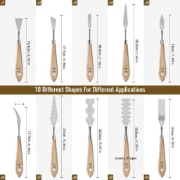 10Pcs Palette Knife Set, Stainless Steel Spatula Painting Knives, Wooden Handle Painting Pallet Knife Set for Oil Painting