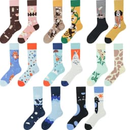 Happy Socks AB Asymmetrical Socks Cartoon Color Contrast Fashion Cotton Men And Women Couples Mid Tube Socks