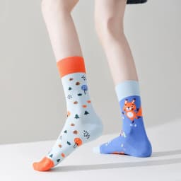 Happy Socks AB Asymmetrical Socks Cartoon Color Contrast Fashion Cotton Men And Women Couples Mid Tube Socks