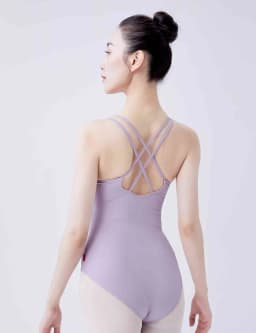Women Double Camisole Ballet Leotards Black Gymnastic Bodysuit High Elastic Dance Clothing Comfort Ballerina Outfits Cross Back