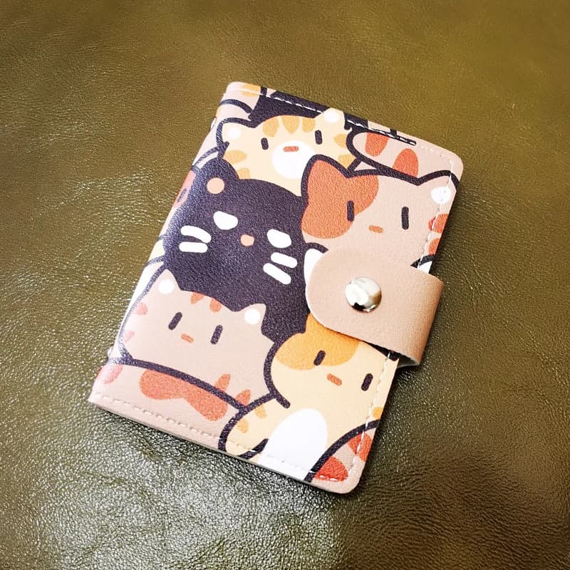 Cute Cat Print Card Holder Women Large Capacity Mini Wallet Cartoon Multi-Card Holder Small Card Case Portable ID Storage Bag