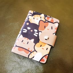 Cute Cat Print Card Holder Women Large Capacity Mini Wallet Cartoon Multi-Card Holder Small Card Case Portable ID Storage Bag