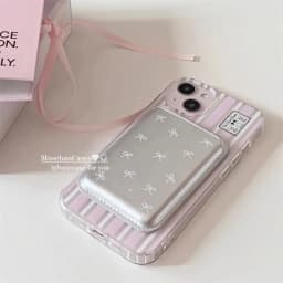 Cute Bow Magnetic Card Clip Leather Wallet Card Holder Phone Case Dustproof Anti-Fingerprint Phone Accessorie For IPhone15ProMax