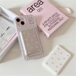 Cute Bow Magnetic Card Clip Leather Wallet Card Holder Phone Case Dustproof Anti-Fingerprint Phone Accessorie For IPhone15ProMax