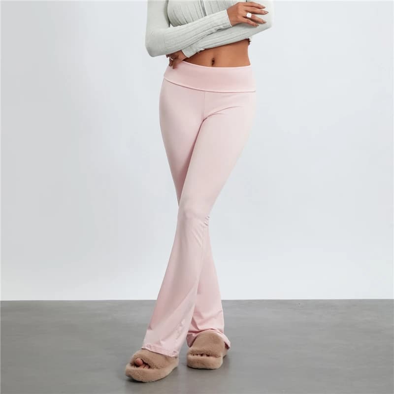 Casual Solid Color Low Rise Trousers Women Basic Slim Fitness leggings Sweatpants Korean Fashion Streetwear Y2k Flared Pants