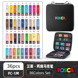 POSCA Permanent Marker or Multi-Function Carrying Case, Zippered Canvas Pen Holder for 72 Markers Lipsticks Organize Stationary
