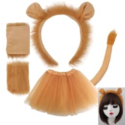 Lion Headband Tail Gloves Cosplay Kawaii Animal Ears Headdress Tie Halloween Party Wearings Adults Xmas Decor DIY Accessories