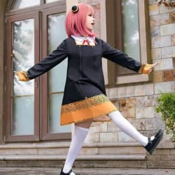 Anime Spy Family Anya Fake Cosplay Costume Toddler Children Anya Cospla Kawaii Black Dress Party Clothes Wig Halloween Women Gir