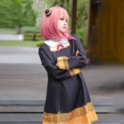 Anime Spy Family Anya Fake Cosplay Costume Toddler Children Anya Cospla Kawaii Black Dress Party Clothes Wig Halloween Women Gir