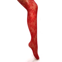 Trendy Women's Branches Patterned Colored Lace Fishnet Tights Y2K Branch with Leaves Pattern Red Fishnets Ladies Net Pantyhose