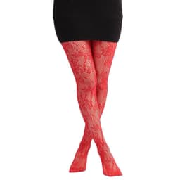 Trendy Women's Branches Patterned Colored Lace Fishnet Tights Y2K Branch with Leaves Pattern Red Fishnets Ladies Net Pantyhose