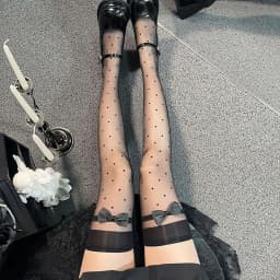 Hot Gothic Stockings for Women Clothes Lolita JK Polka Dot Bow Black White sheer Stocking Summer Over Knee Socks Anime Hosiery