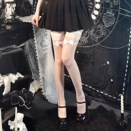 Hot Gothic Stockings for Women Clothes Lolita JK Polka Dot Bow Black White sheer Stocking Summer Over Knee Socks Anime Hosiery