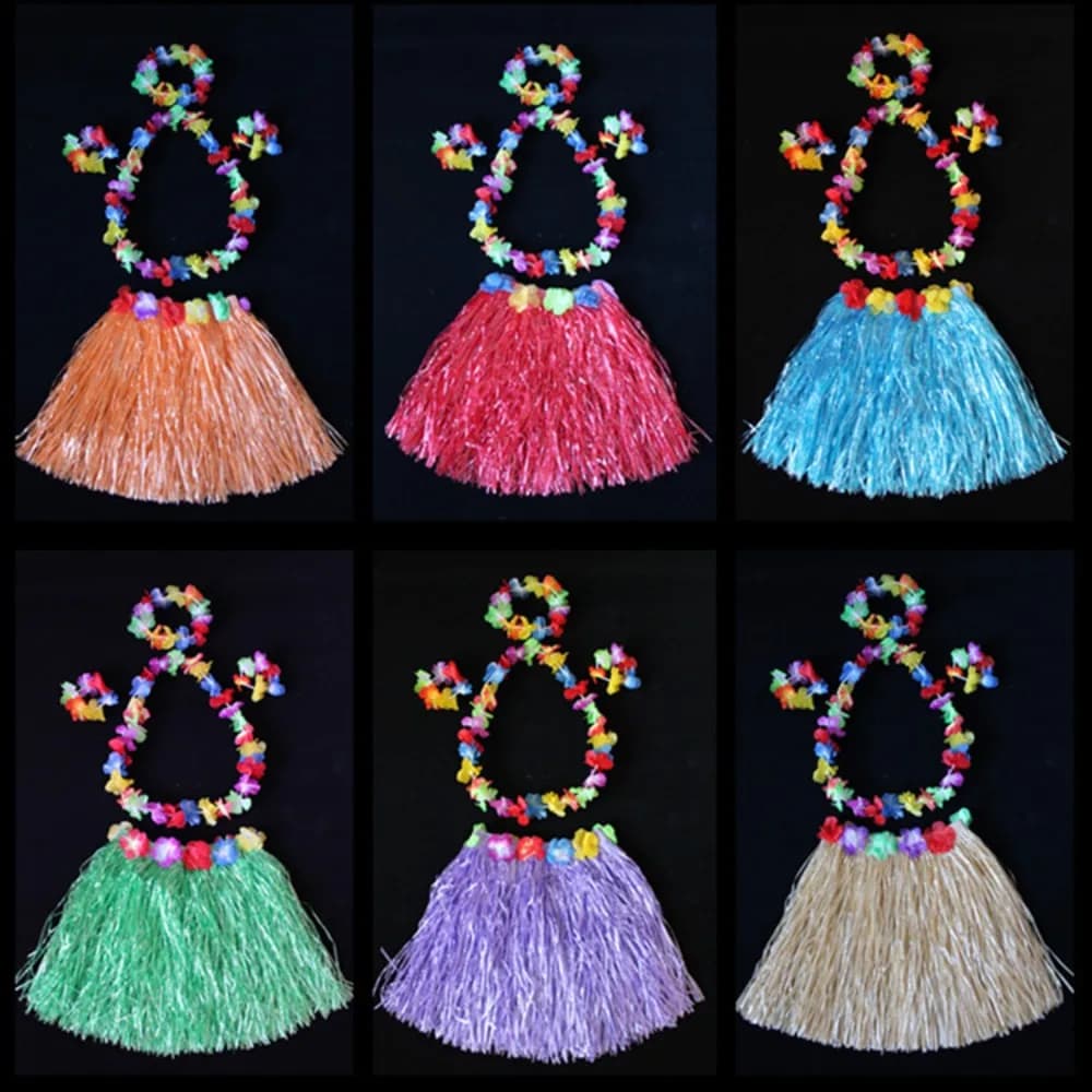 Ladies Women Hawaii Fancy Dress Grass Skirt Hula Hawaiian Full Charming 40CM