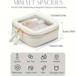 Small Cosmetic Bag for Purse Mini Makeup for Cute Clear Pouch Travel Organizer Case for Toiletry Waterproof Square Pouch Zipper