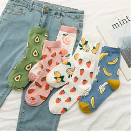 New Korean Women Socks Cute Fruit Cartoon Avocado Banana Watermelon Lemon Soft Cotton Funny Street Socks Christmas Gift Dropship