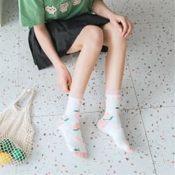 New Korean Women Socks Cute Fruit Cartoon Avocado Banana Watermelon Lemon Soft Cotton Funny Street Socks Christmas Gift Dropship