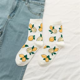 New Korean Women Socks Cute Fruit Cartoon Avocado Banana Watermelon Lemon Soft Cotton Funny Street Socks Christmas Gift Dropship
