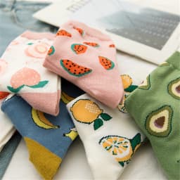 New Korean Women Socks Cute Fruit Cartoon Avocado Banana Watermelon Lemon Soft Cotton Funny Street Socks Christmas Gift Dropship