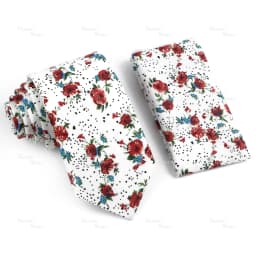 Novelty Floral Cotton Mens Casual Tie Set Fit Wedding Party Green Pink Blue Necktie Pocket Square Romantic Gravata Accessory