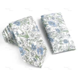 Novelty Floral Cotton Mens Casual Tie Set Fit Wedding Party Green Pink Blue Necktie Pocket Square Romantic Gravata Accessory