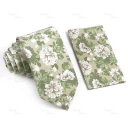 Novelty Floral Cotton Mens Casual Tie Set Fit Wedding Party Green Pink Blue Necktie Pocket Square Romantic Gravata Accessory