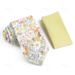 Novelty Floral Cotton Mens Casual Tie Set Fit Wedding Party Green Pink Blue Necktie Pocket Square Romantic Gravata Accessory